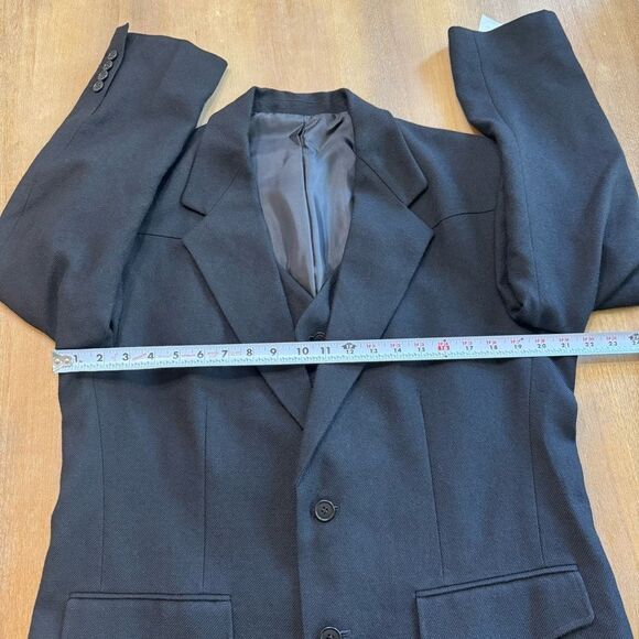 Commission Roadhouse Wool Gabardine Blazer‎ Black Unisex Small Detachable Vest - Picture 3 of 16